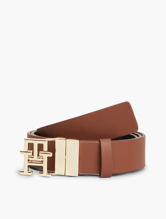 Reversible TH Monogram Buckle Leather Belt