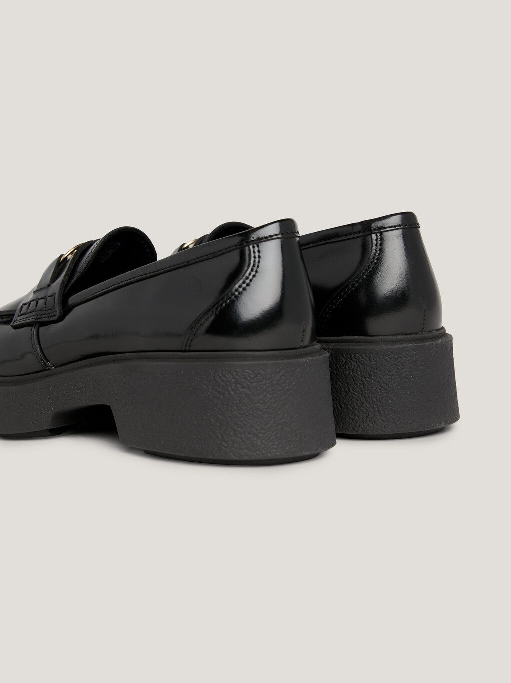 TH Monogram Leather Flatform Loafers, Black, hi-res