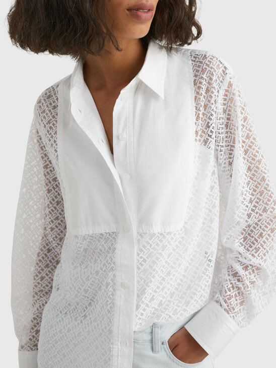 LACE MONOGRAM RELAXED FIT BLOUSE