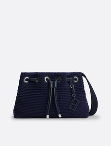The Runway Collection Crochet Shoulder Bag, Space Blue, hi-res