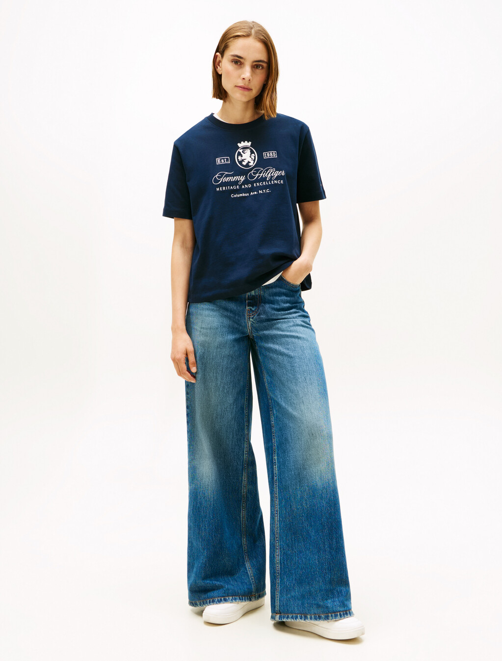 TH Crest Embroidery Relaxed T-Shirt, Dark Night Navy, hi-res