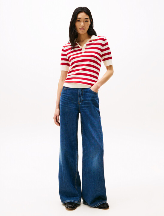 Short Sleeve Polo Collar Jumper