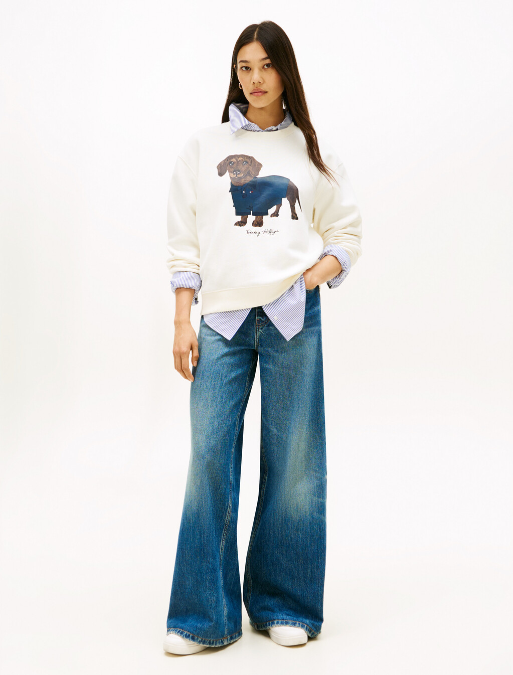 Tommy Dog Crewneck Sweatshirt, Ivory Silk, hi-res