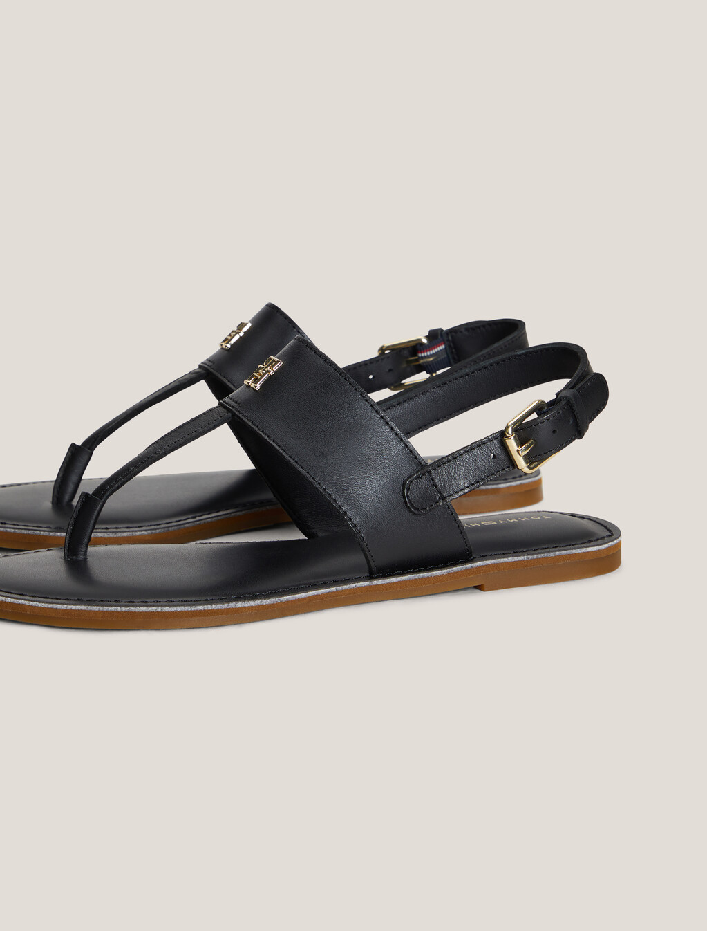 Monogram Thong Sandals, Black, hi-res
