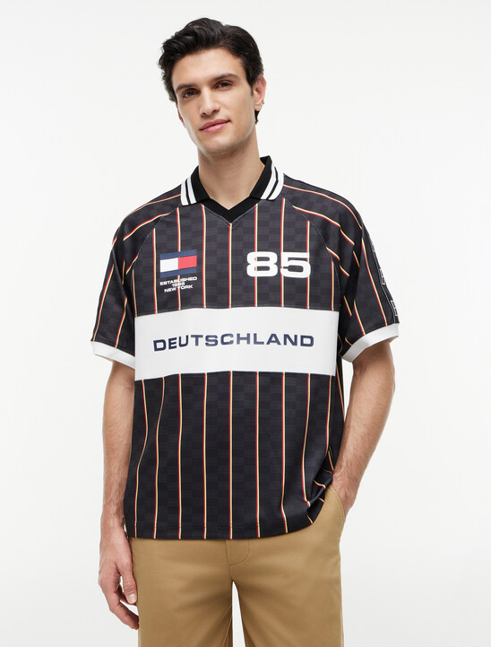 Geometric Flag Print Short Sleeve Rugby Shirt