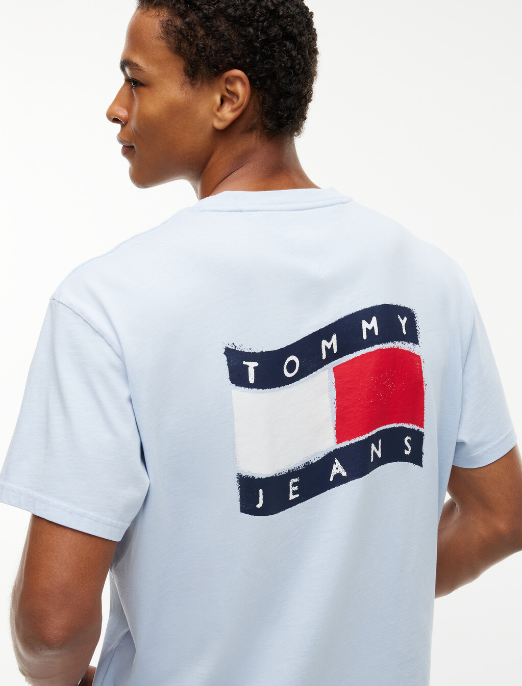 Wavy Flag Back Logo Relaxed T-Shirt, Sky Blue, hi-res