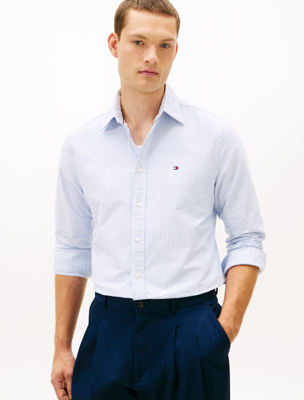 Asia Fit Heritage Stripe Oxford Shirt, Shirt Blue / Optic White, hi-res