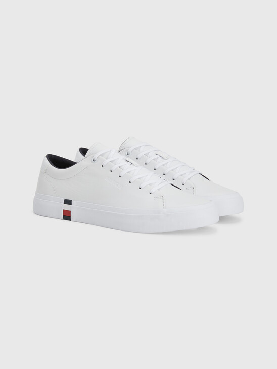 TH MODERN SIGNATURE TAPE LEATHER TRAINERS