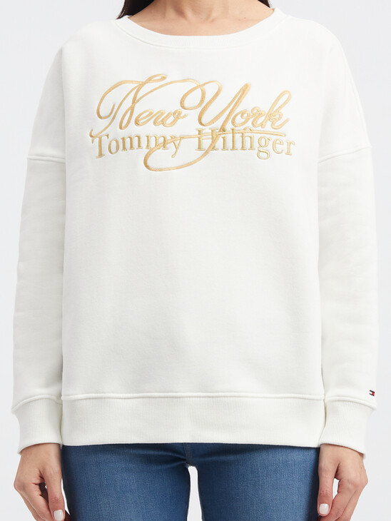 METALLIC EMBROIDERY RELAXED SWEATSHIRT