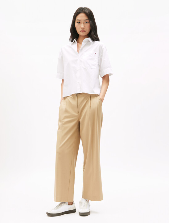 Poplin Boxy Short Sleeve Shirt, Th Optic White Poplin Boxy Short Sleeve Shirt