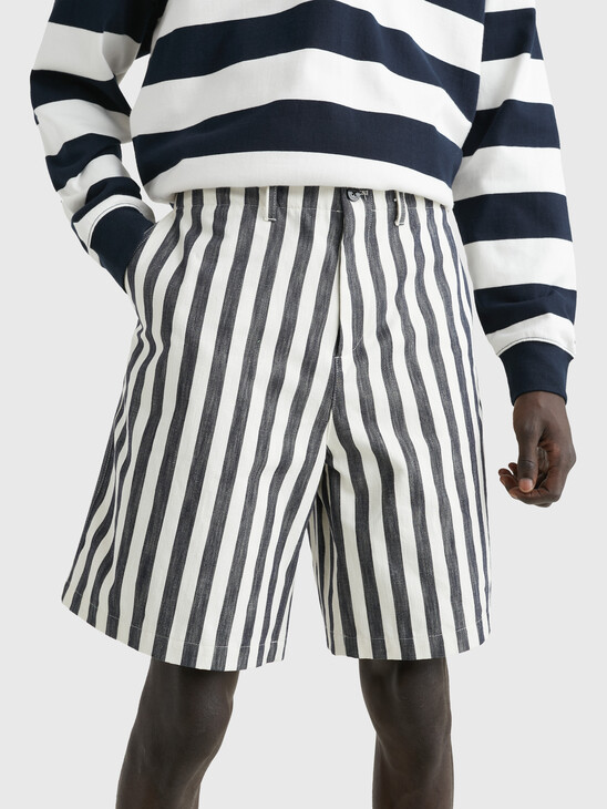 Breton Stripe Wide Leg Bermuda Shorts