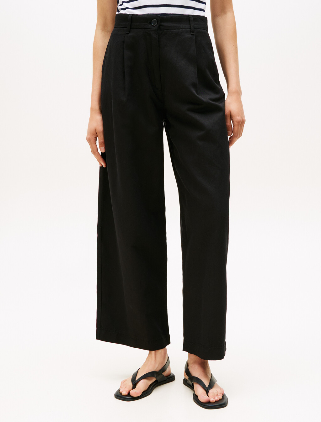 Asia Fit Tencel Linen Wide Leg Pant, Black, hi-res