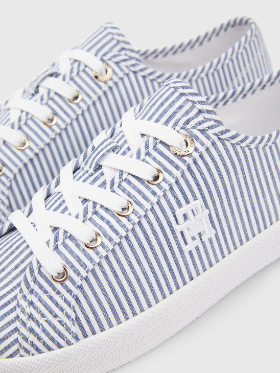 ESSENTIAL SEERSUCKER STRIPE MONOGRAM TRAINERS