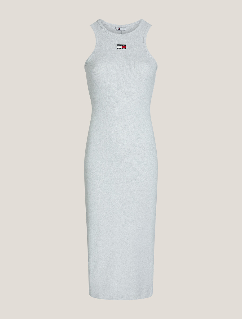 Rib Knit Flag Badge Racer Dress, Silver Grey Htr, hi-res