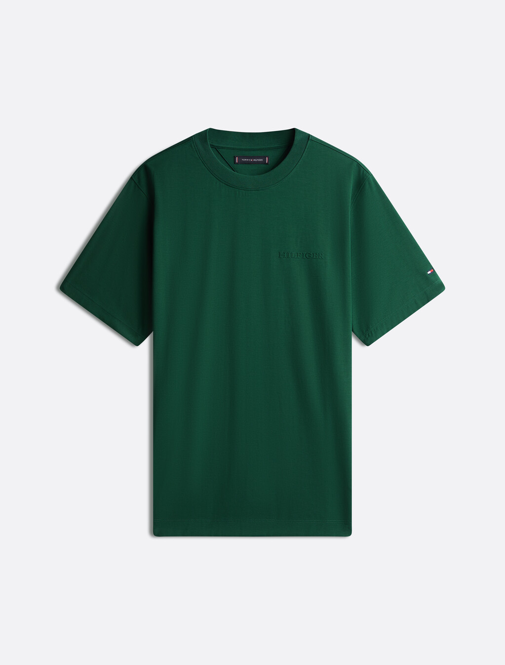 Embossed Hilfiger T-Shirt, Ornamental Green, hi-res