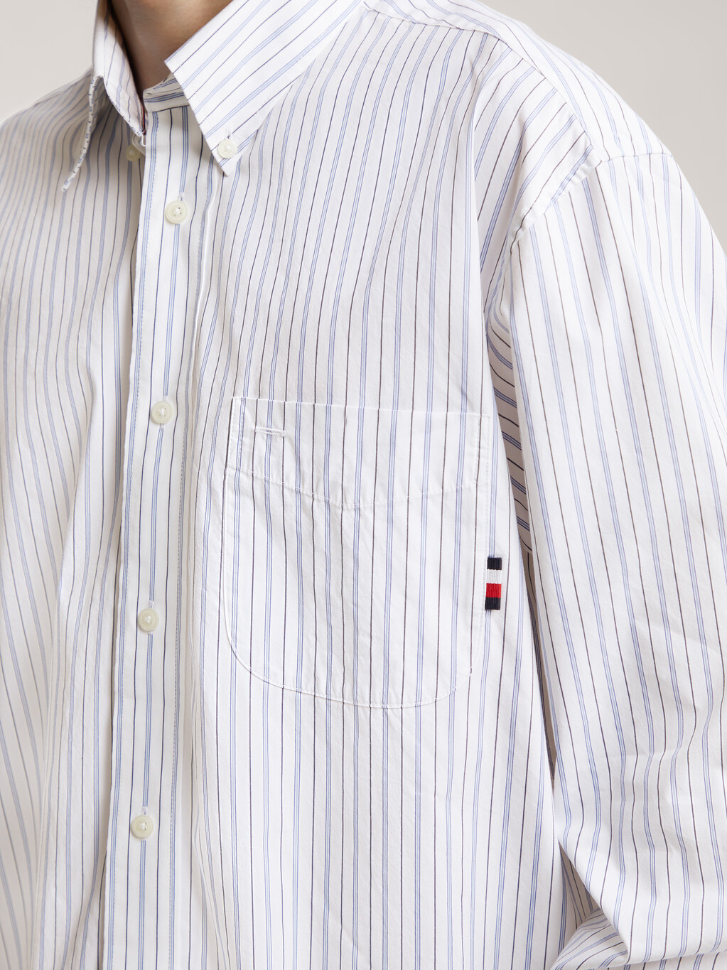 Classic Stripe Archive Fit Shirt, Optic White / Cloudy Blue / Multi, hi-res