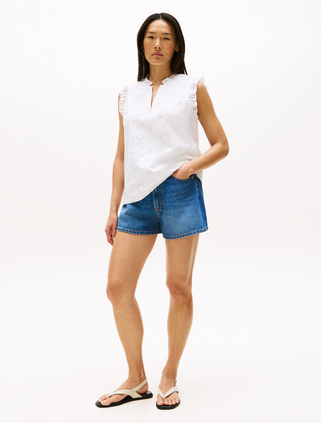 Broderie Anglaise Tank Top, Th Optic White, hi-res