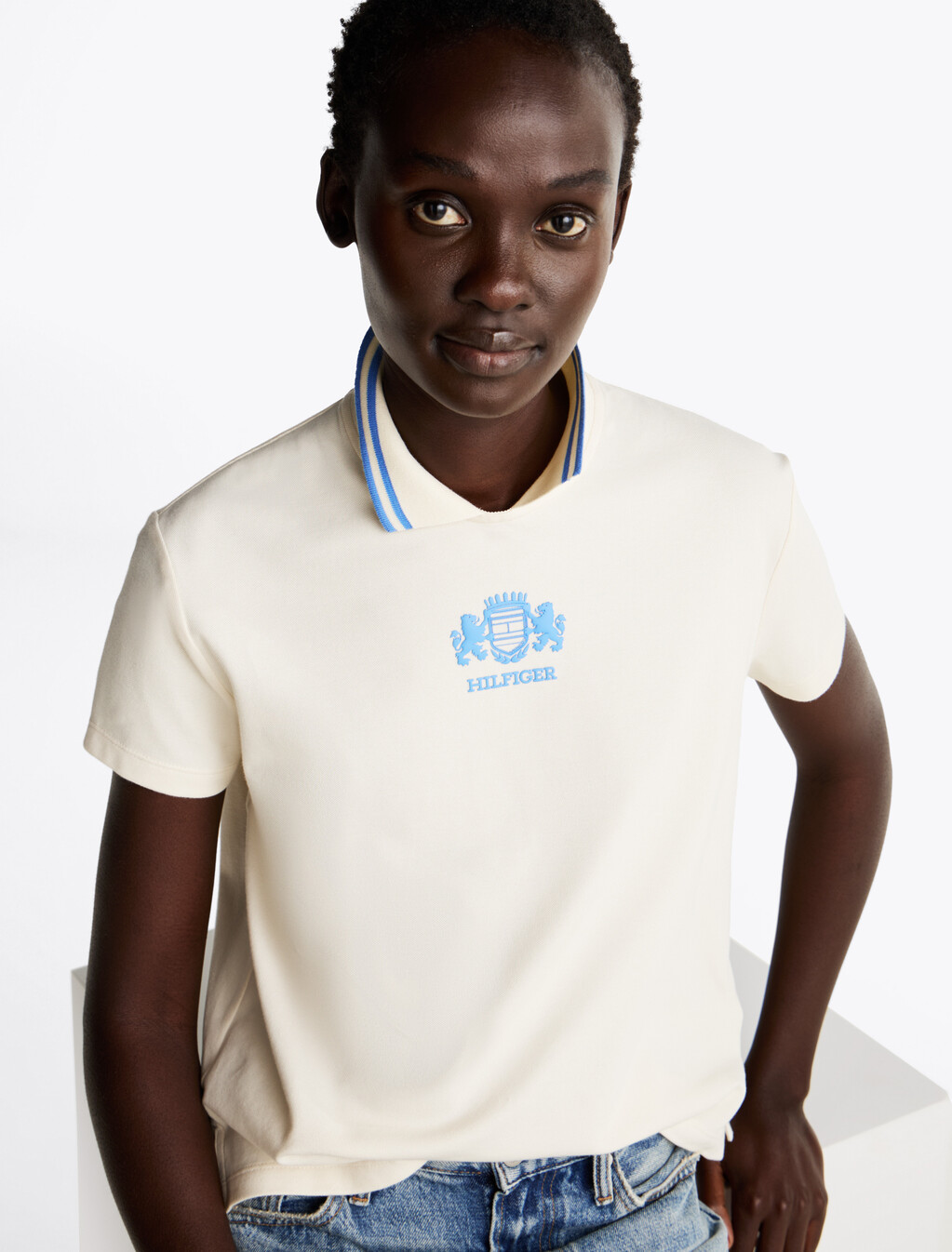 Regular Fit Back Keyhole Polo Top, Calico, hi-res