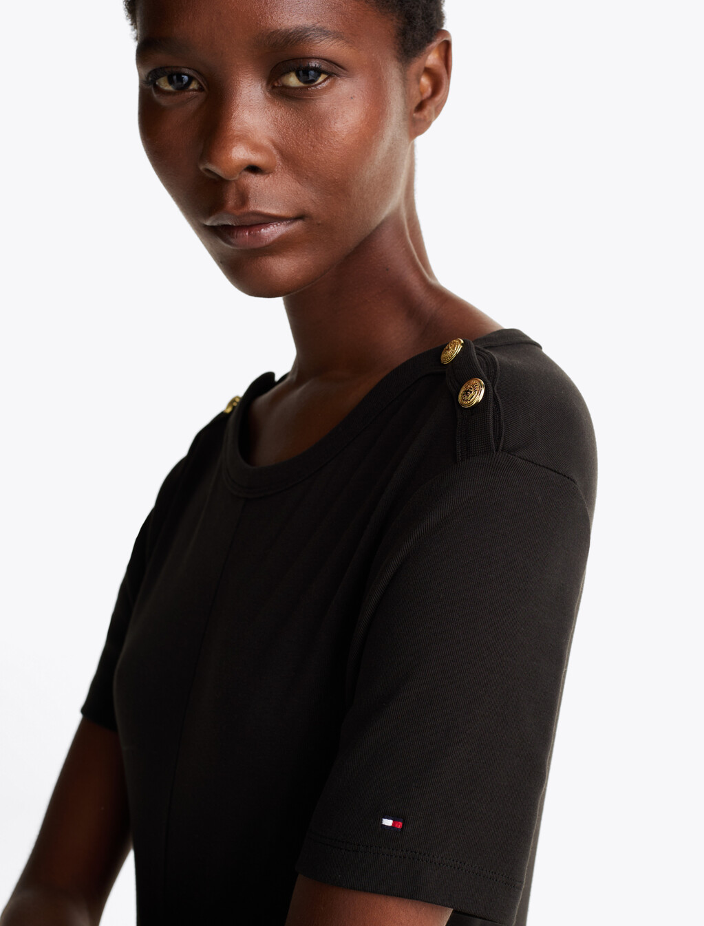 Midi Fit And Flare Dress, Black, hi-res