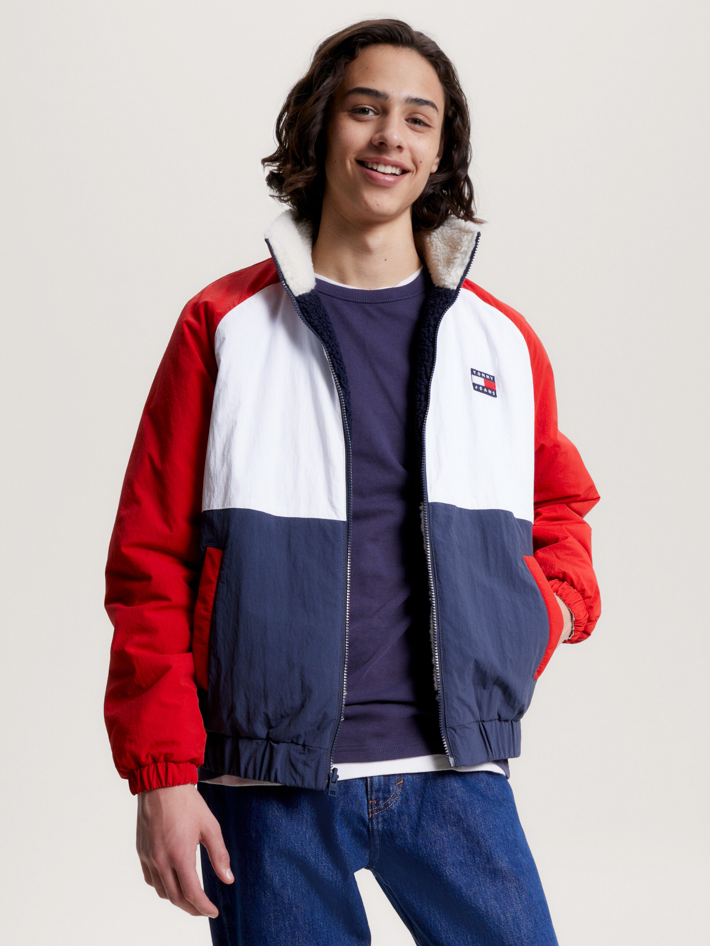 Tommy jeans reversible shop sherpa bomber jacket