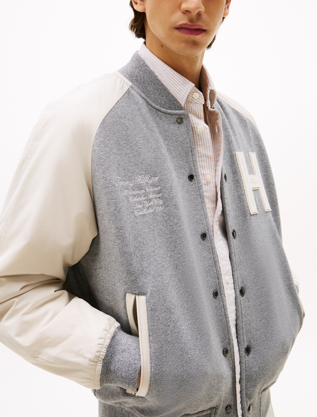 Mix Media Varsity Bomber, Authentic Marl/Newsprint, hi-res