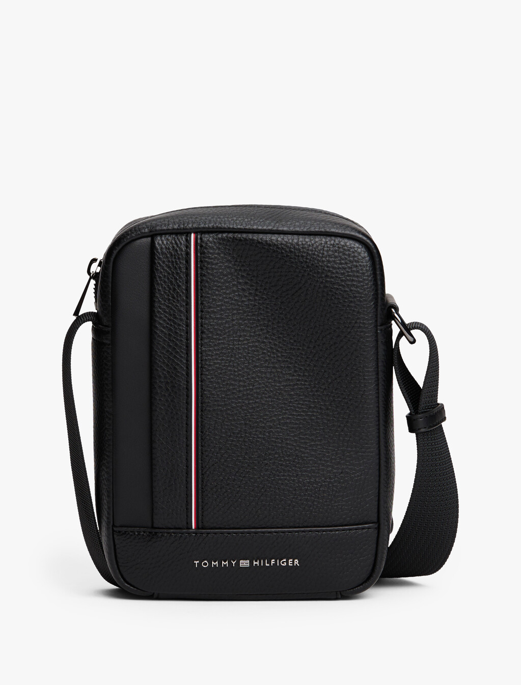 Metal Logo Crossbody Reporter Bag, Black, hi-res
