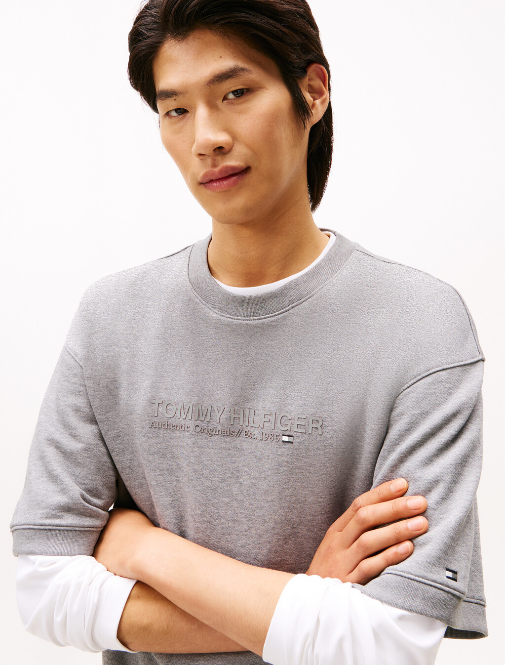 Heavy Twill Short Sleeve Sweatshirt, Medium Grey Heather, hi-res