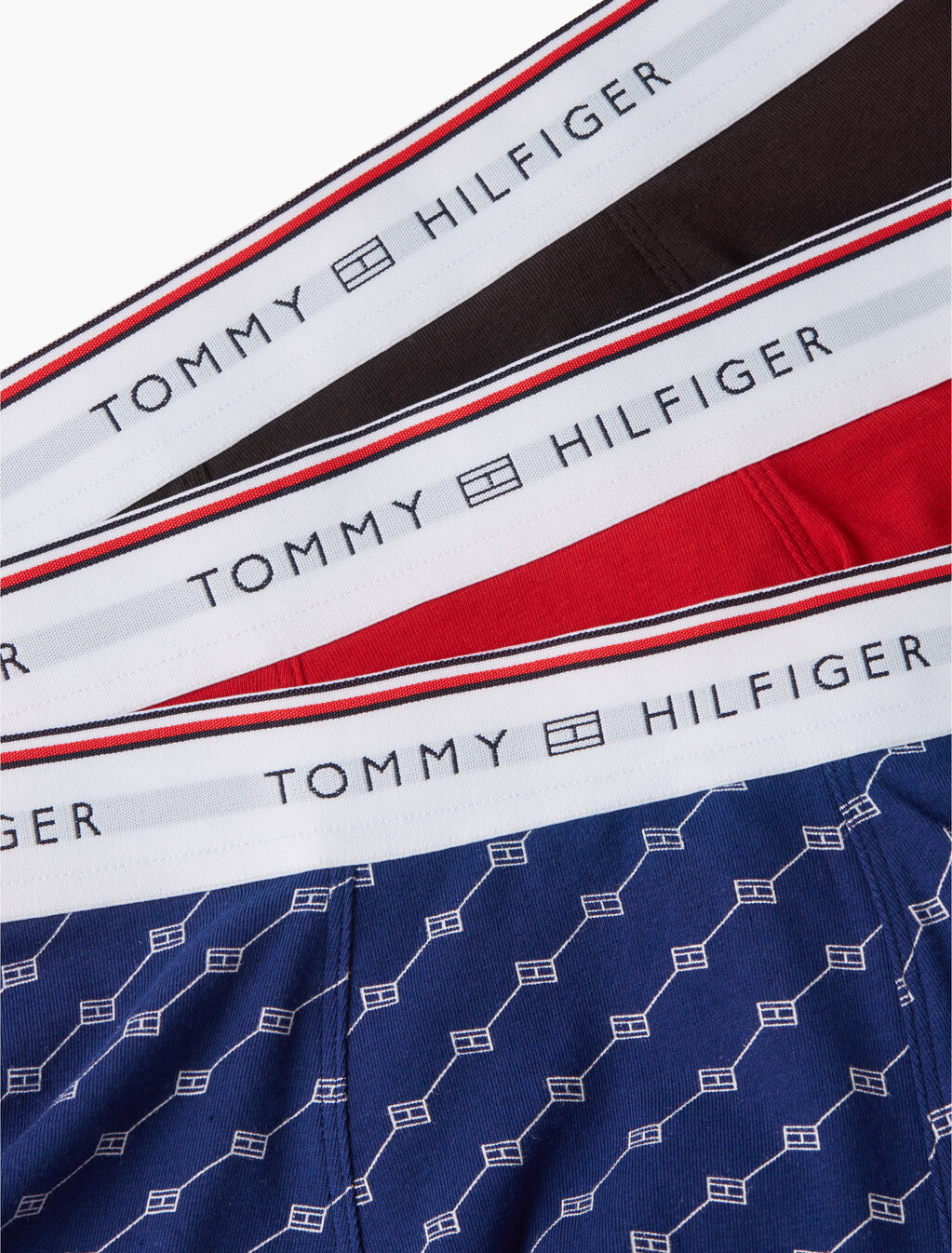 3-Pack Global Stripe Logo Trunks, Med Red/Blk/Bl Ink Outline, hi-res