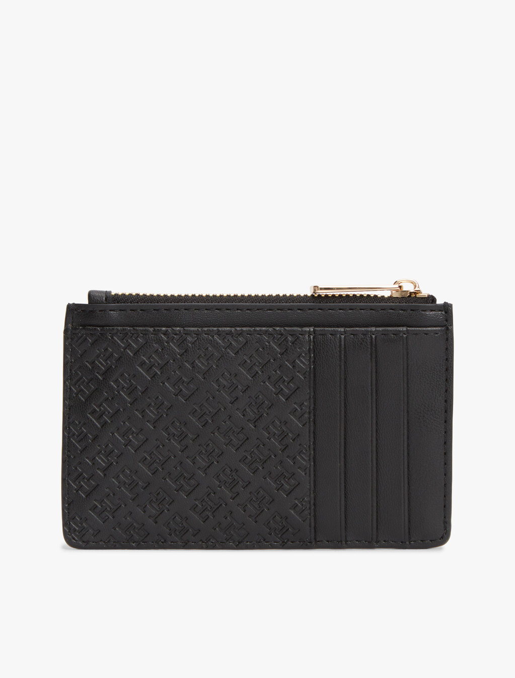 Hilfiger Icon Debossed Credit Card Holder, Black, hi-res