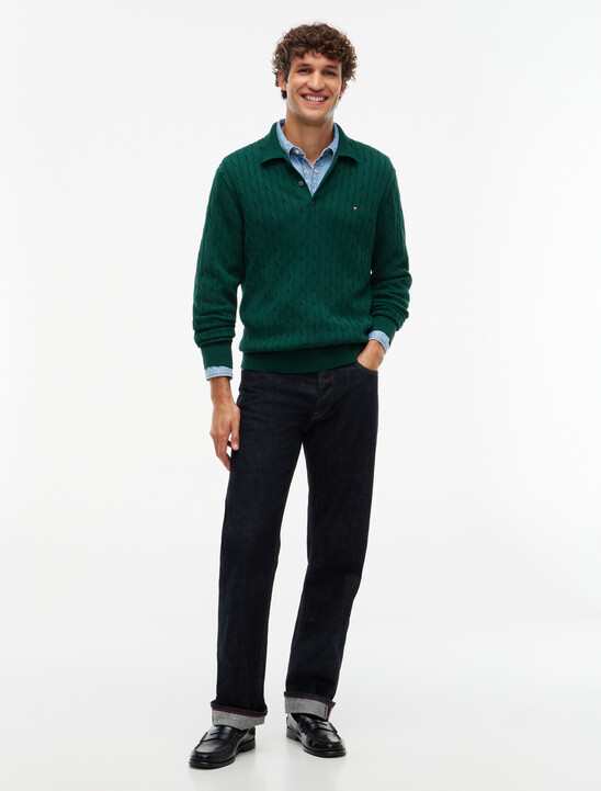 Cable Knit Polo Jumper