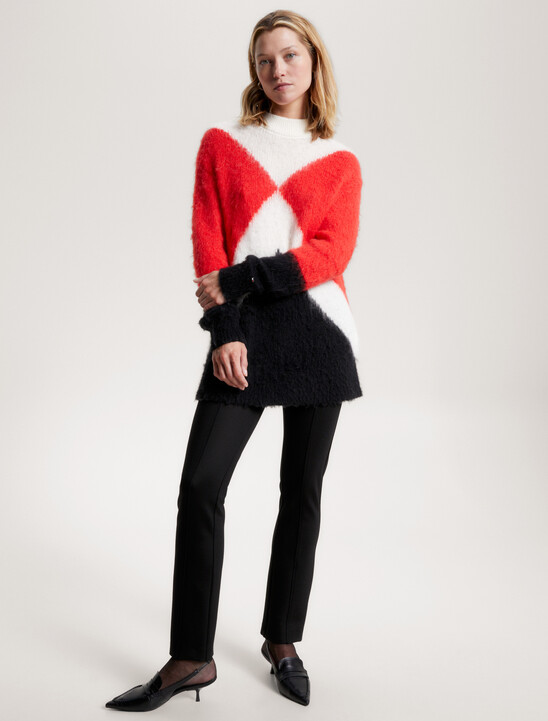 Argyle Color Block Alpaca Sweater