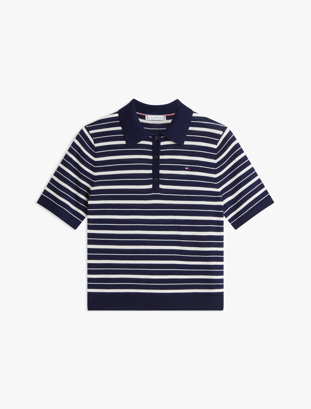 Short Sleeve Polo Jumper With Silk, Dark Night Navy/Calico Multi Stp, hi-res