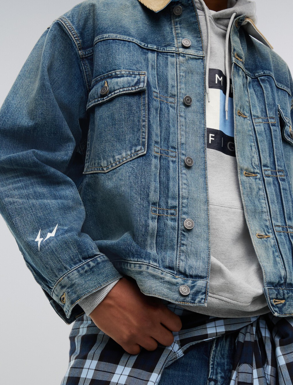 Denim Trucker Jacket, Mid Wash Denim, hi-res