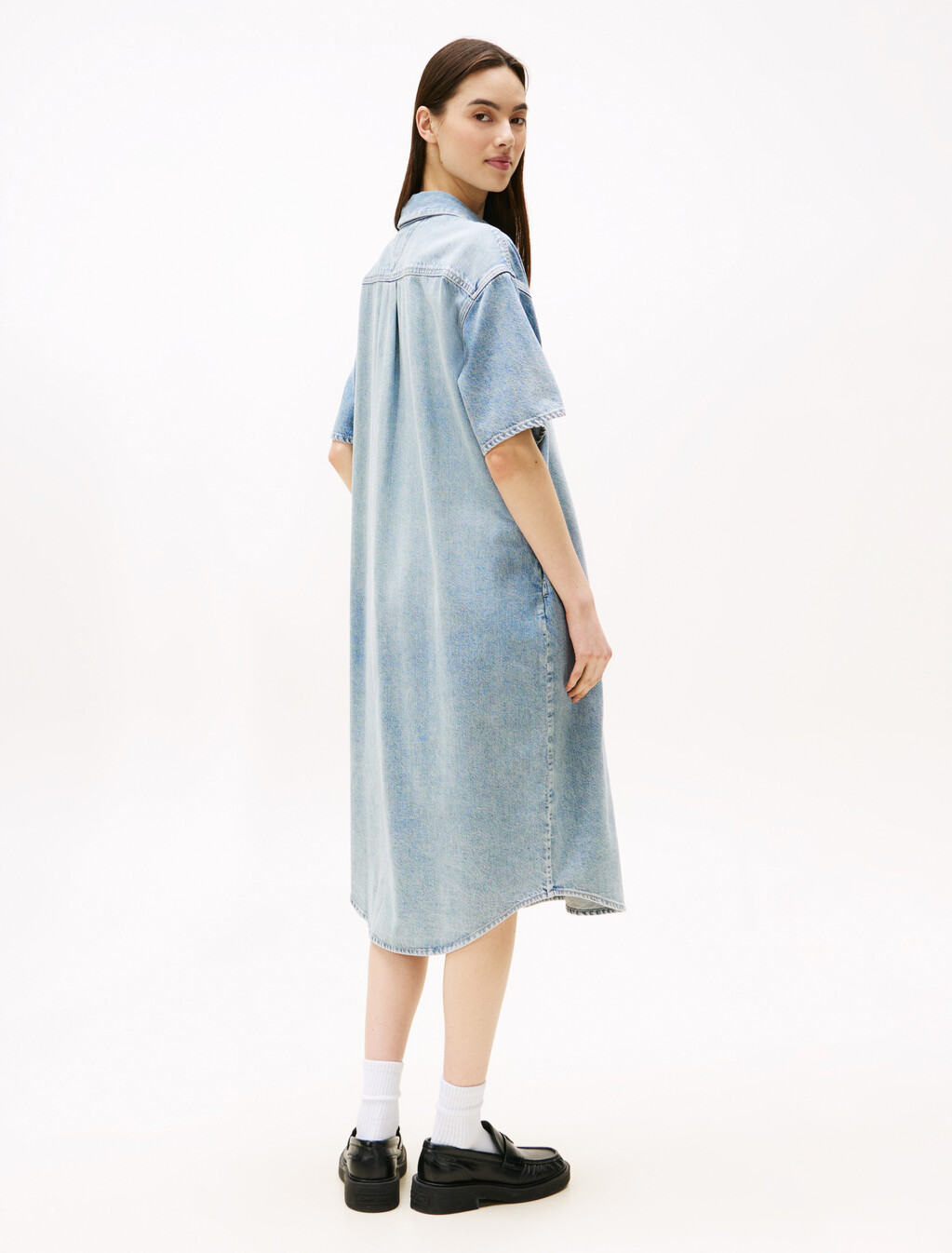 Relaxed Midi Denim Shirt Dress, Denim Light, hi-res