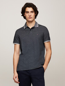 Interlock Micropattern Organic Cotton Polo, Aop Desert Sky, hi-res