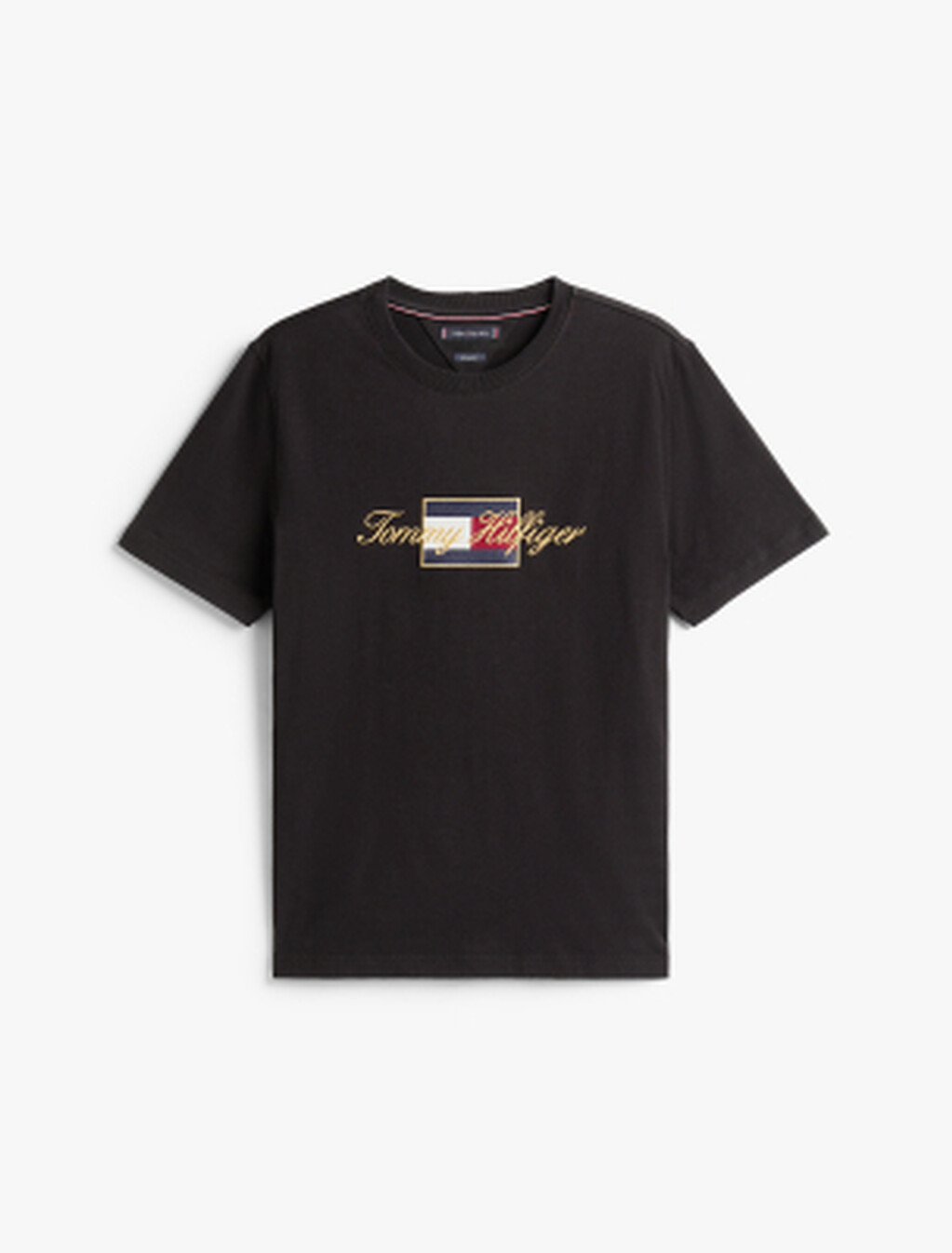 Logo Embroidery Crew Neck T-Shirt, Black, hi-res