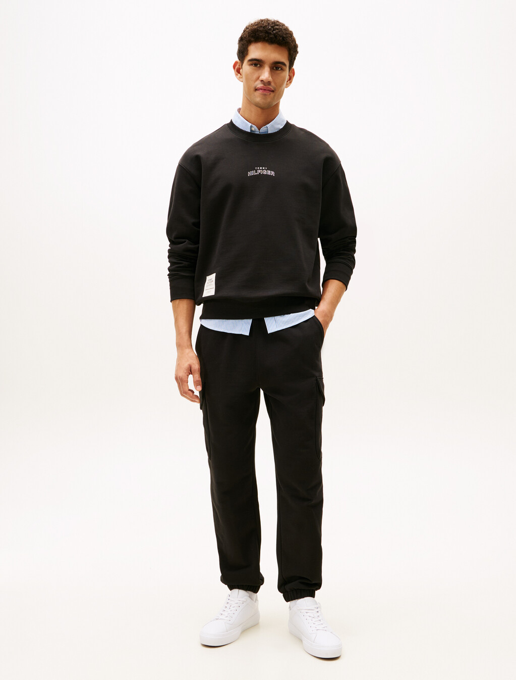 Heavy Twill Crewneck Sweatshirt, Black, hi-res