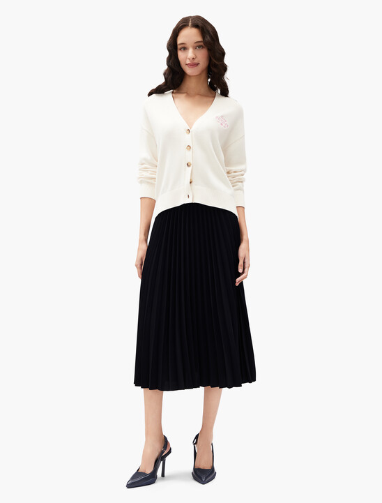 Twill Midi Pleated Skirt