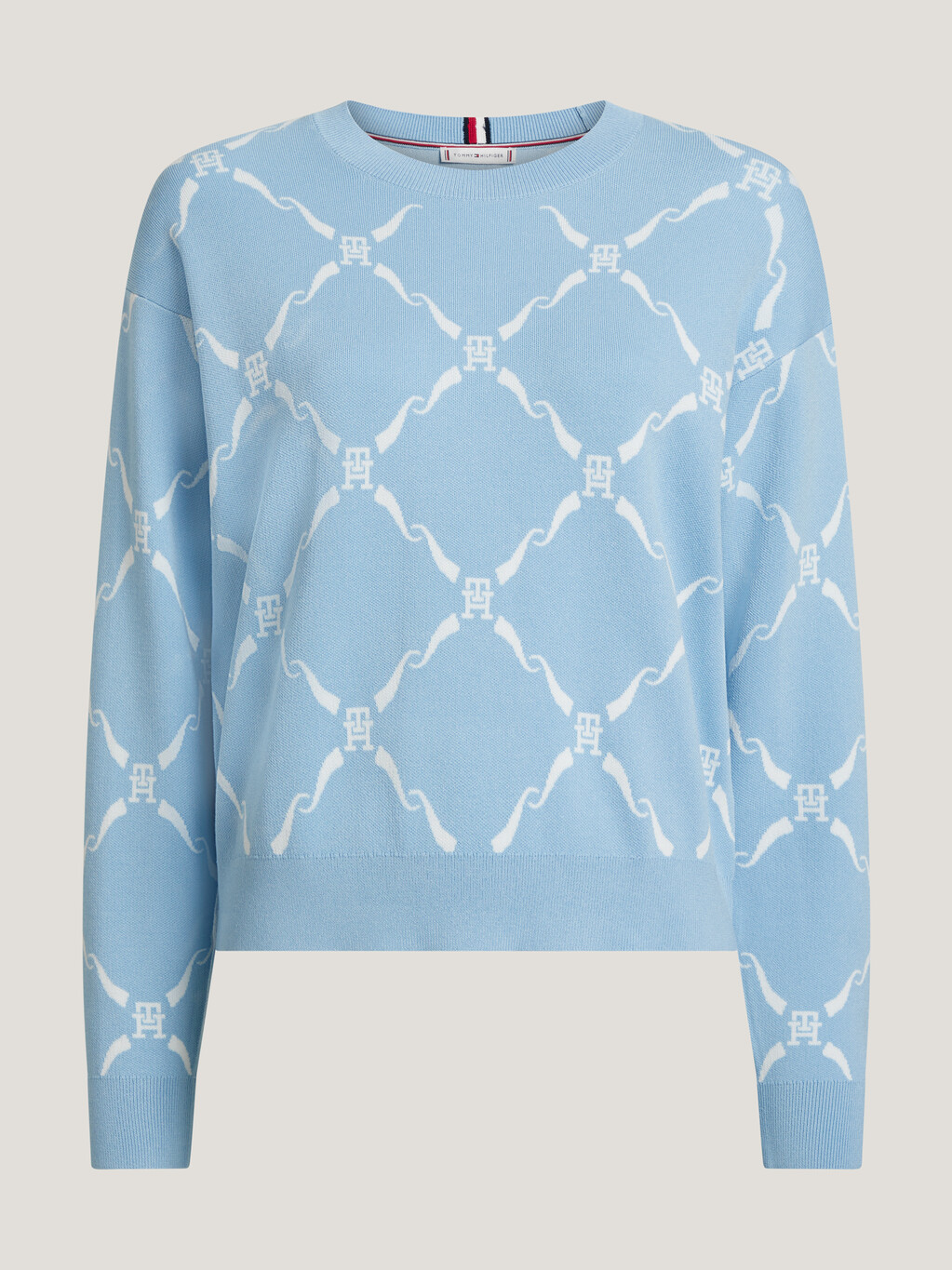 Monogram Diamond Jacquard Sweater, Imd Aop Well Water, hi-res