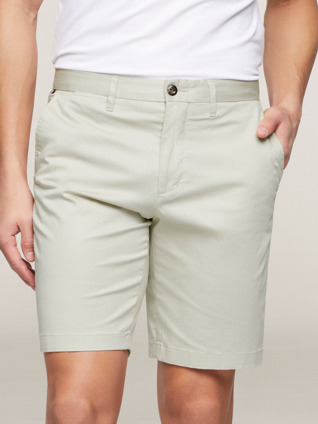 Stretch Cotton Shorts, Bleached Stone, hi-res