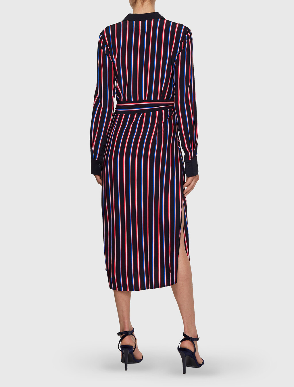Viscose Stripe Midi Shirt Dress, Mini Pop Stripe, hi-res