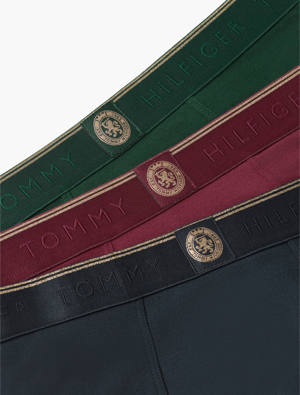 3-Pack Crest Logo Waistband Trunks, Navy Blue/Nocturnal Green/Burgundy, hi-res