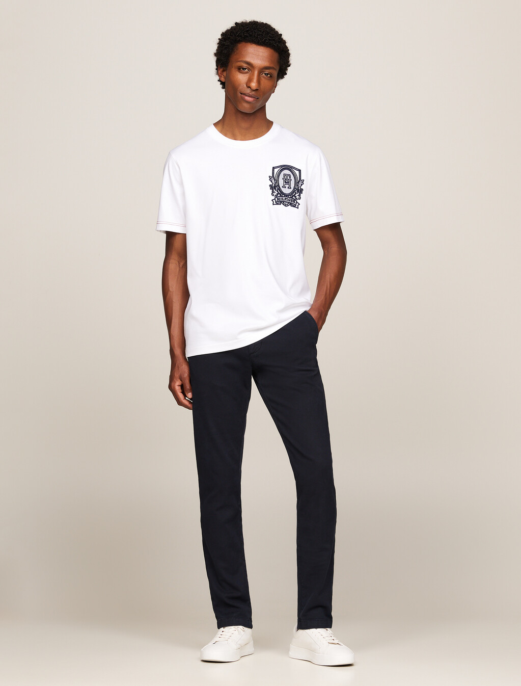 Tonal Logo Embroidery T-Shirt, White, hi-res