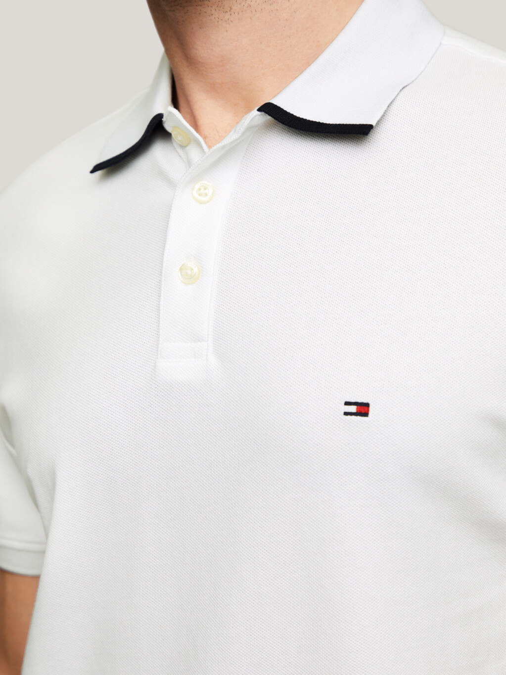 Hilfiger Monotype Tipped Regular Fit Polo, White, hi-res