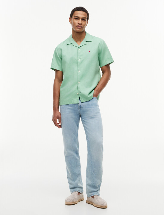 Regular Fit Linen Blend Short Sleeve Shirt