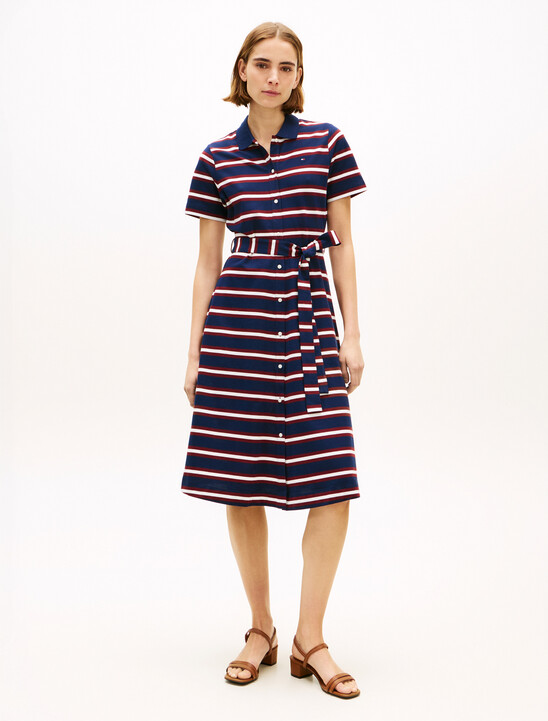 Fit & Flare Midi Polo Dress