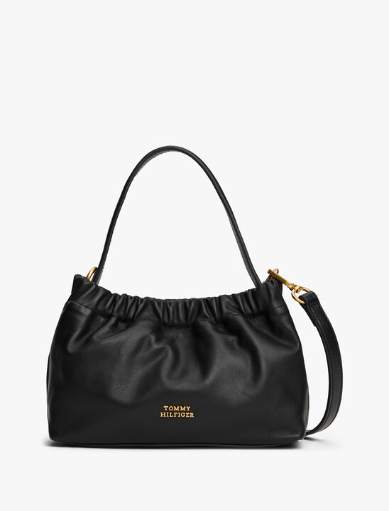 Soft Leather Logo Plaque Crossbody Bag