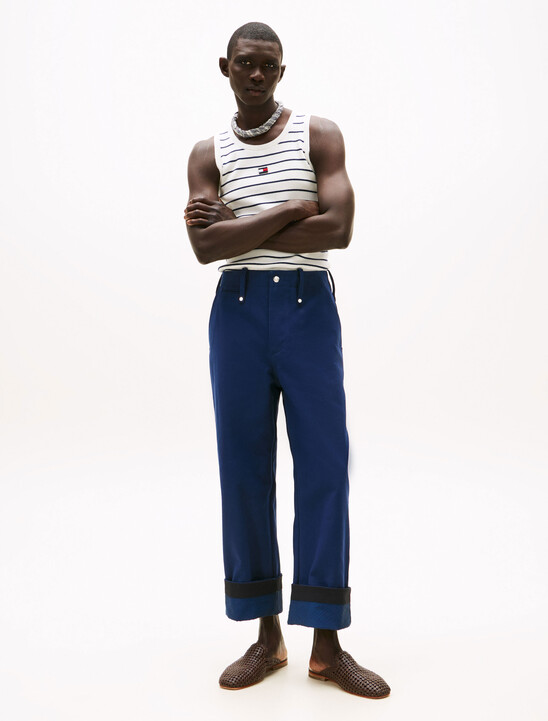 The Runway Collection Slim Vest With Cashmere, Ecru / Carbon Navy Stripe The Runway Collection Slim Vest With Cashmere