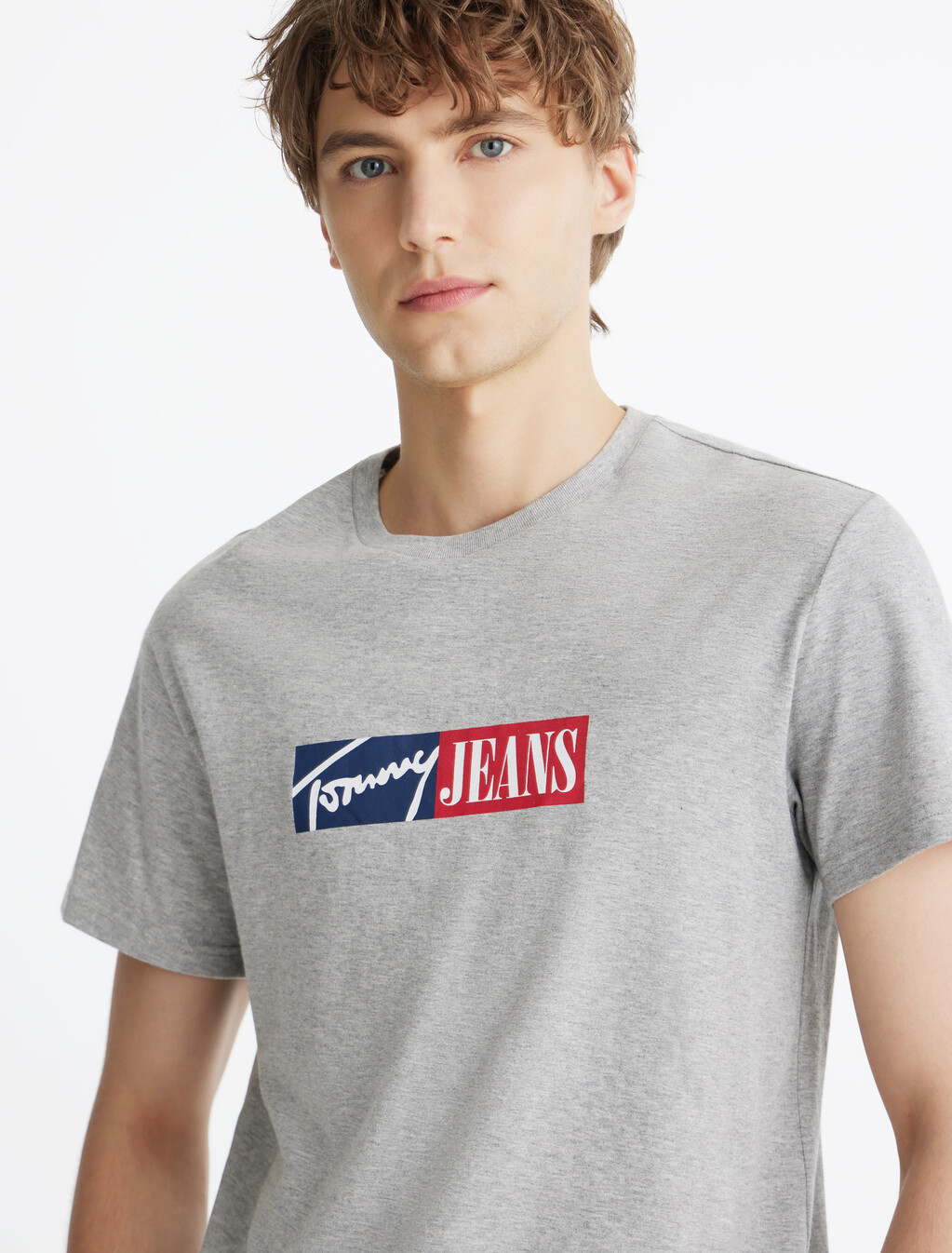 Signature Logo Slim T-Shirt, Grey Htr, hi-res