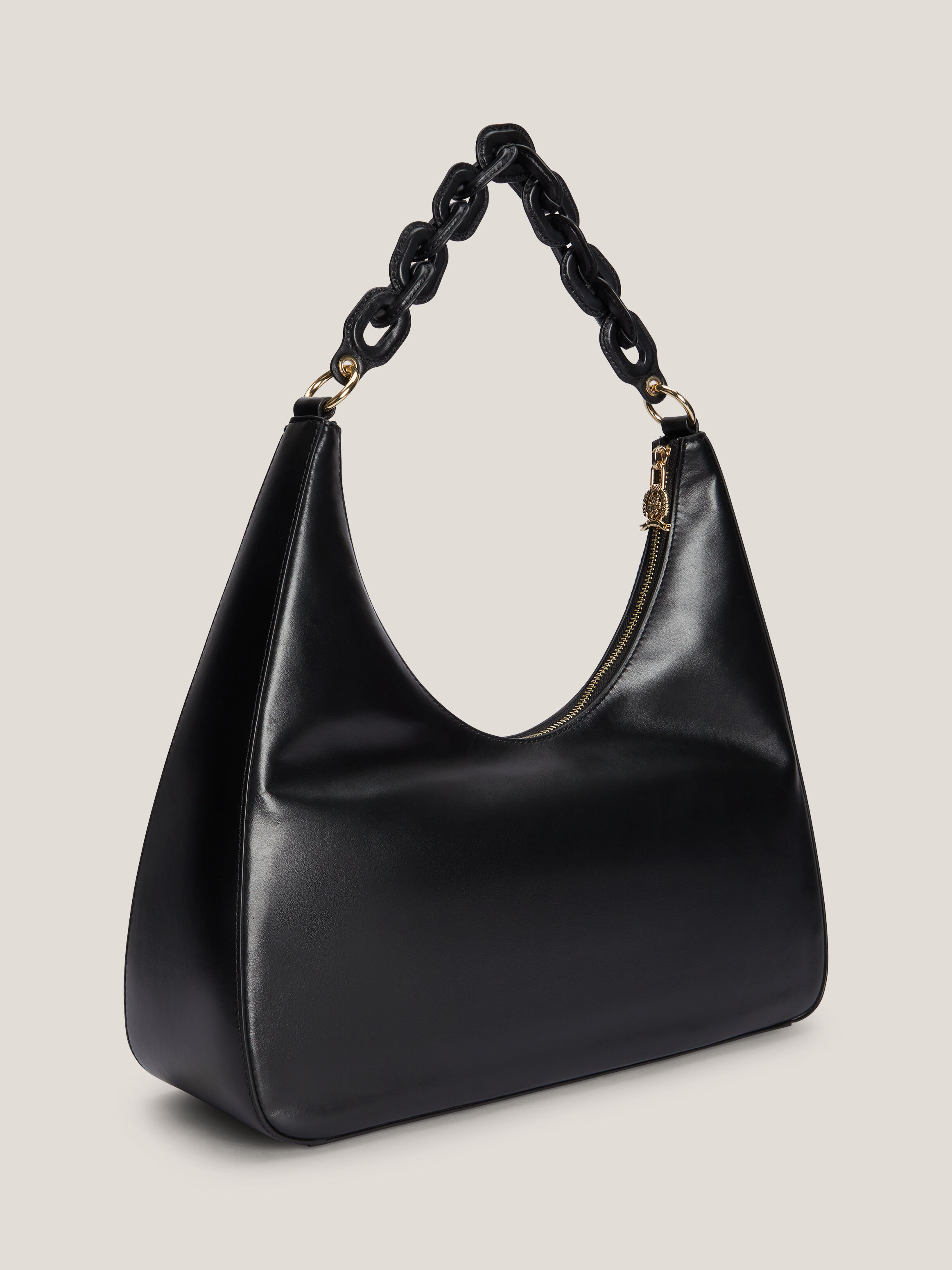 TH Soft Chunky Chain Leather Hobo Bag black Tommy Hilfiger Malaysia